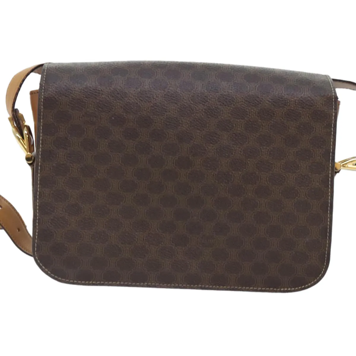 CELINE Macadam Canvas Shoulder Bag PVC Leather Brown 90950