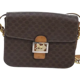 CELINE Macadam Canvas Shoulder Bag PVC Leather Brown 90950