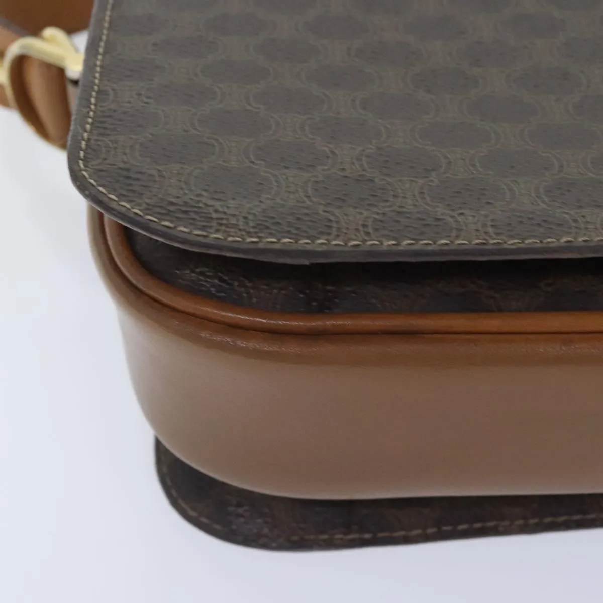 CELINE Macadam Canvas Shoulder Bag PVC Leather Brown 90950