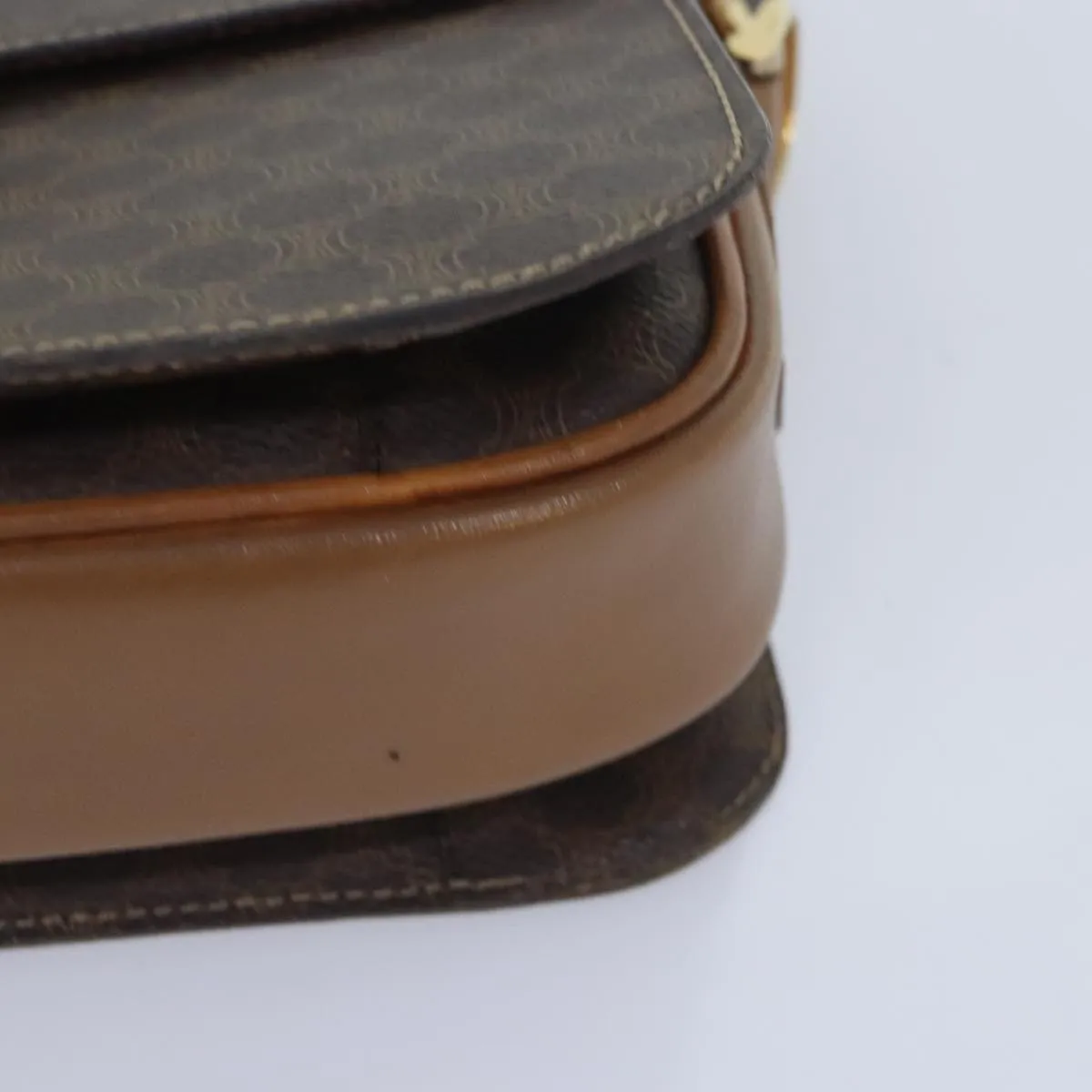 CELINE Macadam Canvas Shoulder Bag PVC Leather Brown 90950