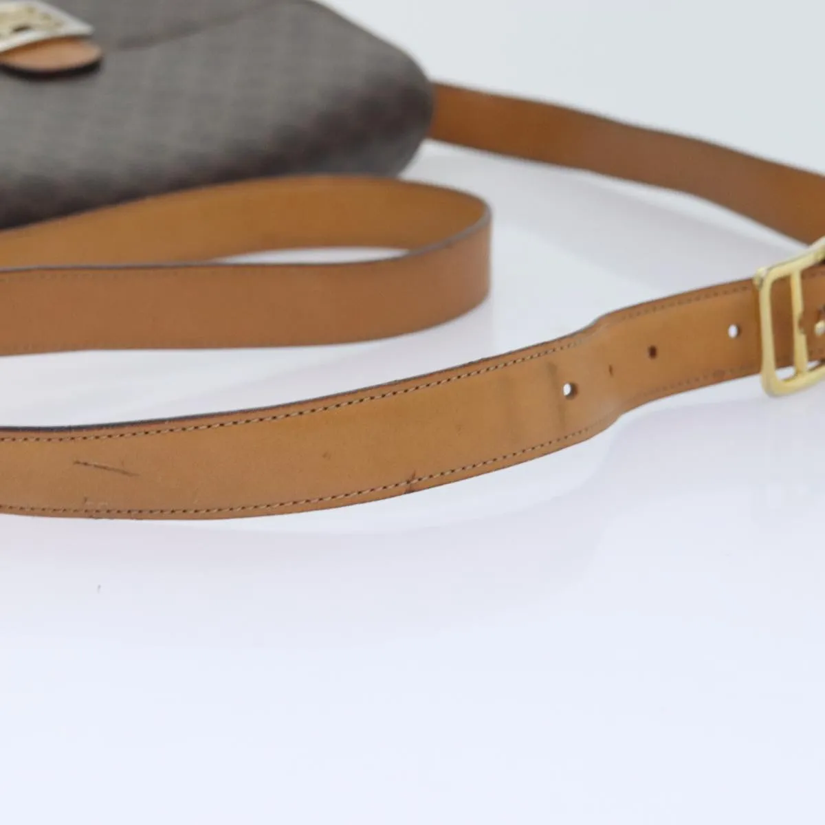 CELINE Macadam Canvas Shoulder Bag PVC Leather Brown 90950