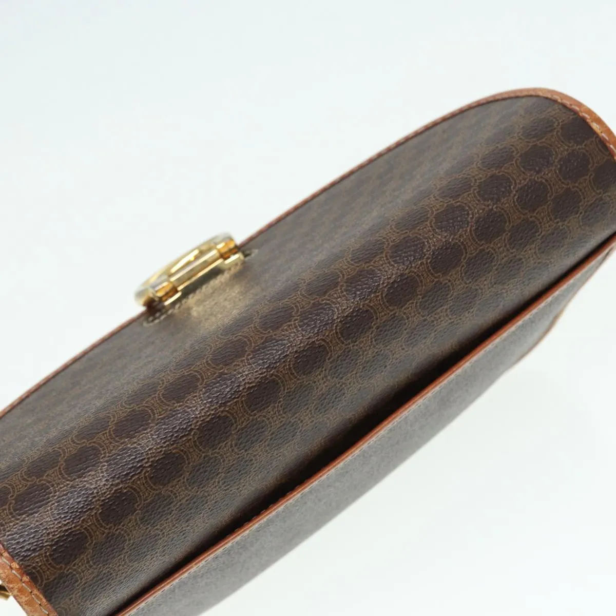 CELINE Macadam Canvas Shoulder Bag PVC Leather Brown Gold 87054