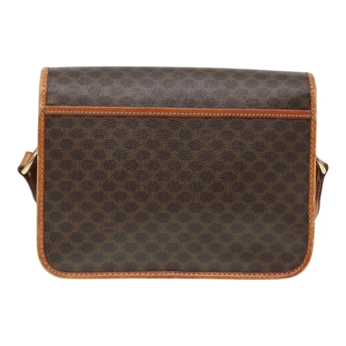 CELINE Macadam Canvas Shoulder Bag PVC Leather Brown Gold 87054
