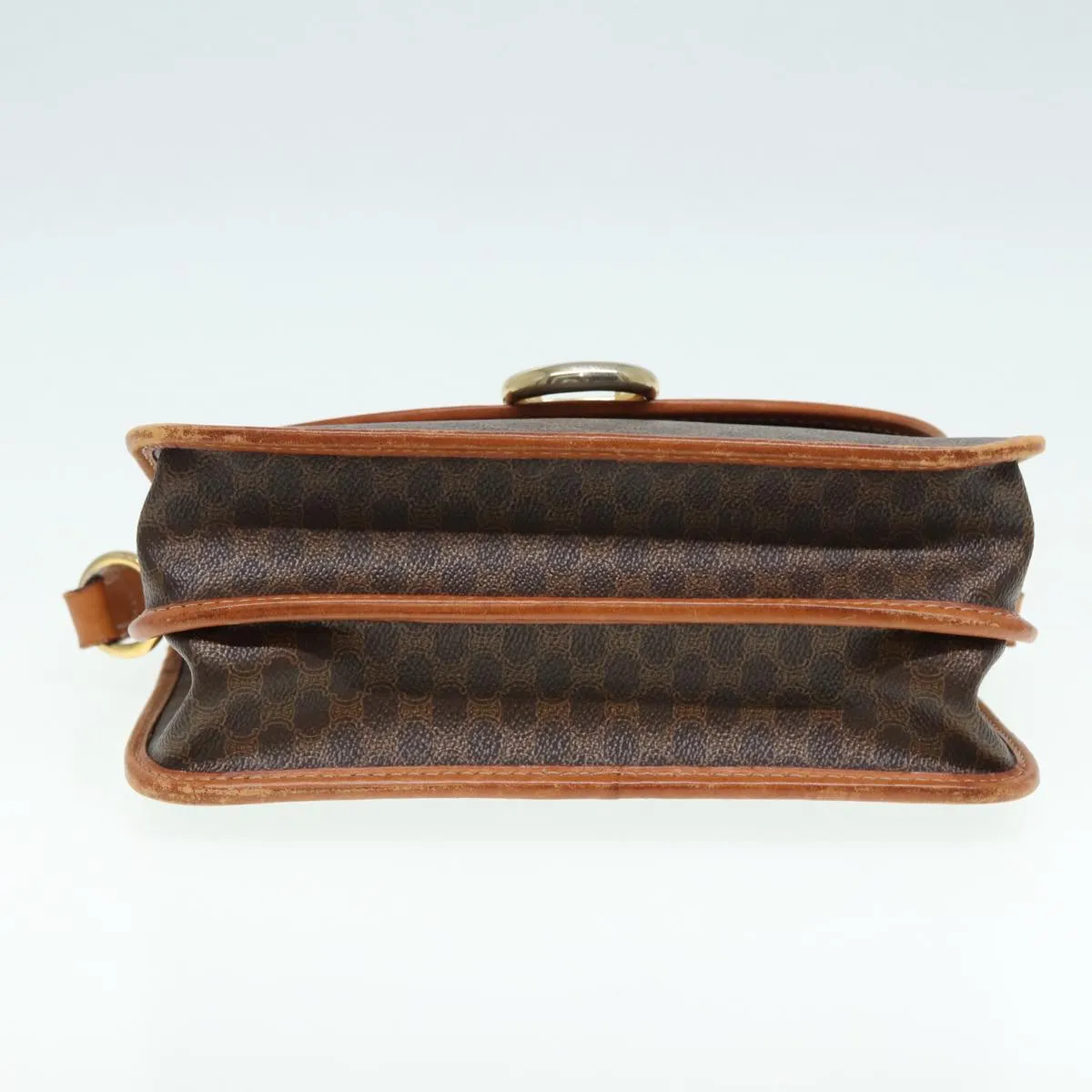 CELINE Macadam Canvas Shoulder Bag PVC Leather Brown Gold 87054