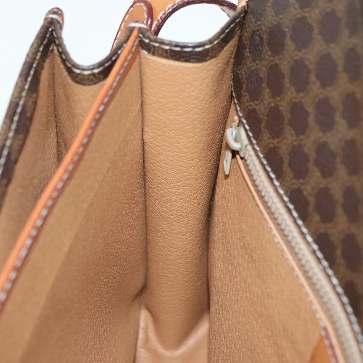 CELINE Macadam Canvas Shoulder Bag PVC Leather Brown Gold 87054