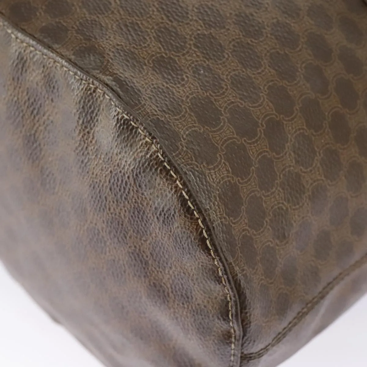 CELINE Macadam Canvas Shoulder Bag PVC Leather Brown Gold 96924
