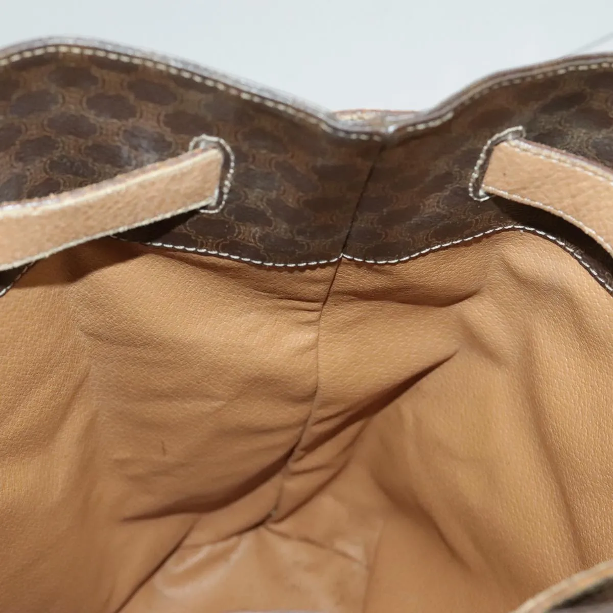 CELINE Macadam Canvas Shoulder Bag PVC Leather Brown Gold 96924