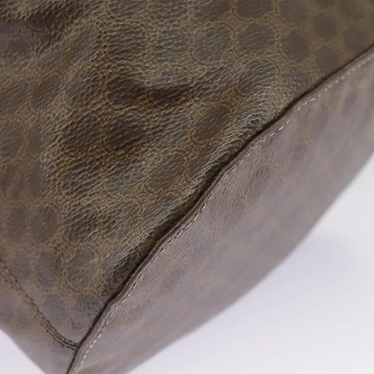 CELINE Macadam Canvas Shoulder Bag PVC Leather Brown Gold 96924