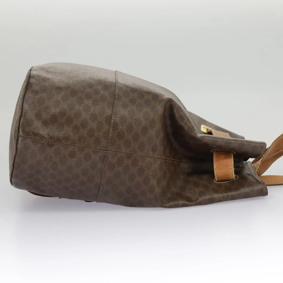 CELINE Macadam Canvas Shoulder Bag PVC Leather Brown Gold 96924