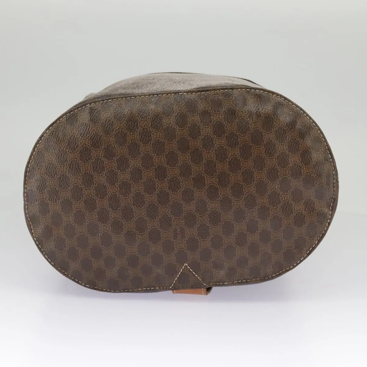 CELINE Macadam Canvas Shoulder Bag PVC Leather Brown Gold 96924