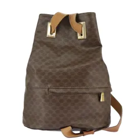 CELINE Macadam Canvas Shoulder Bag PVC Leather Brown Gold 96924