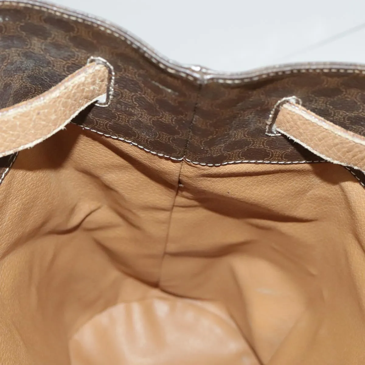 CELINE Macadam Canvas Shoulder Bag PVC Leather Brown Gold 96924