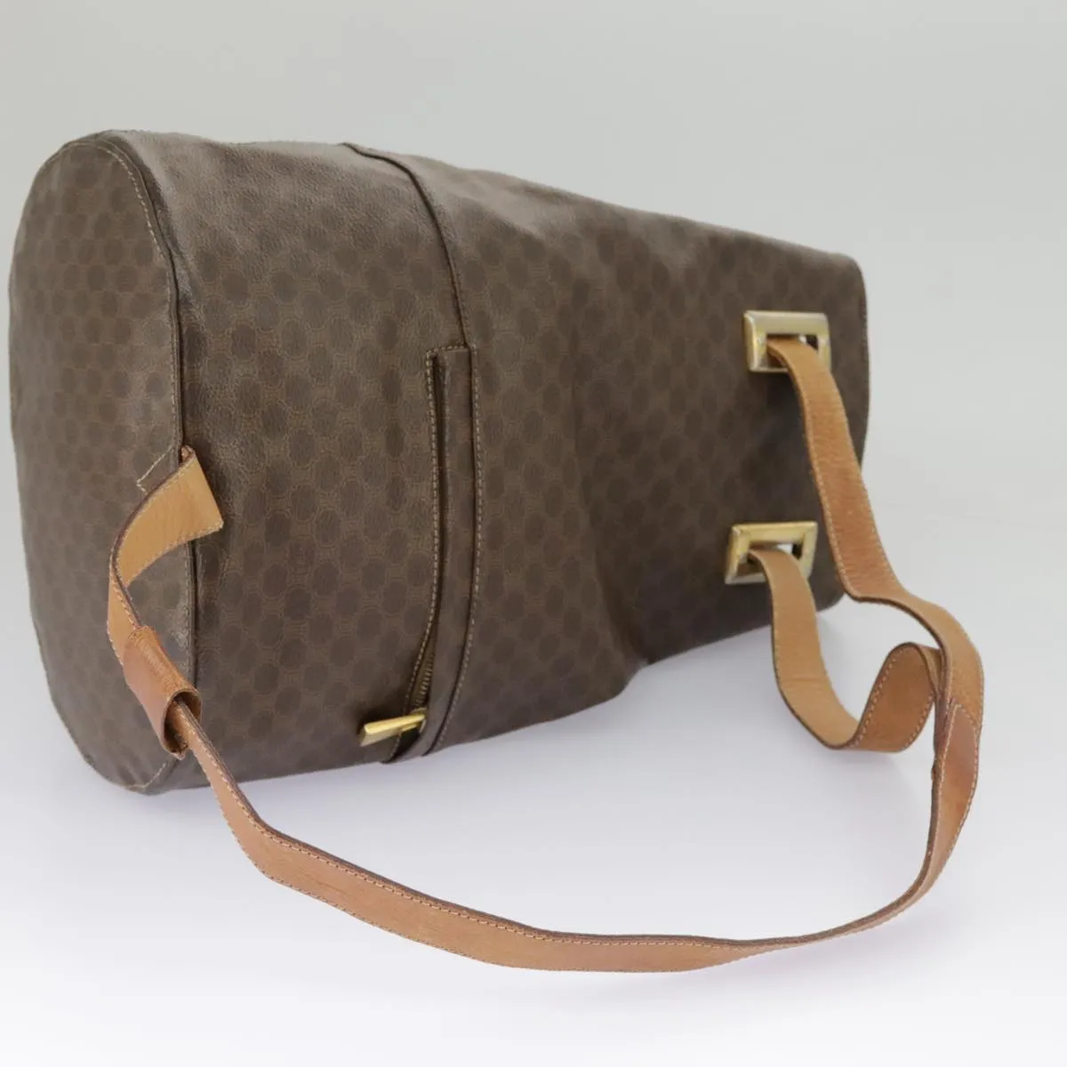 CELINE Macadam Canvas Shoulder Bag PVC Leather Brown Gold 96924