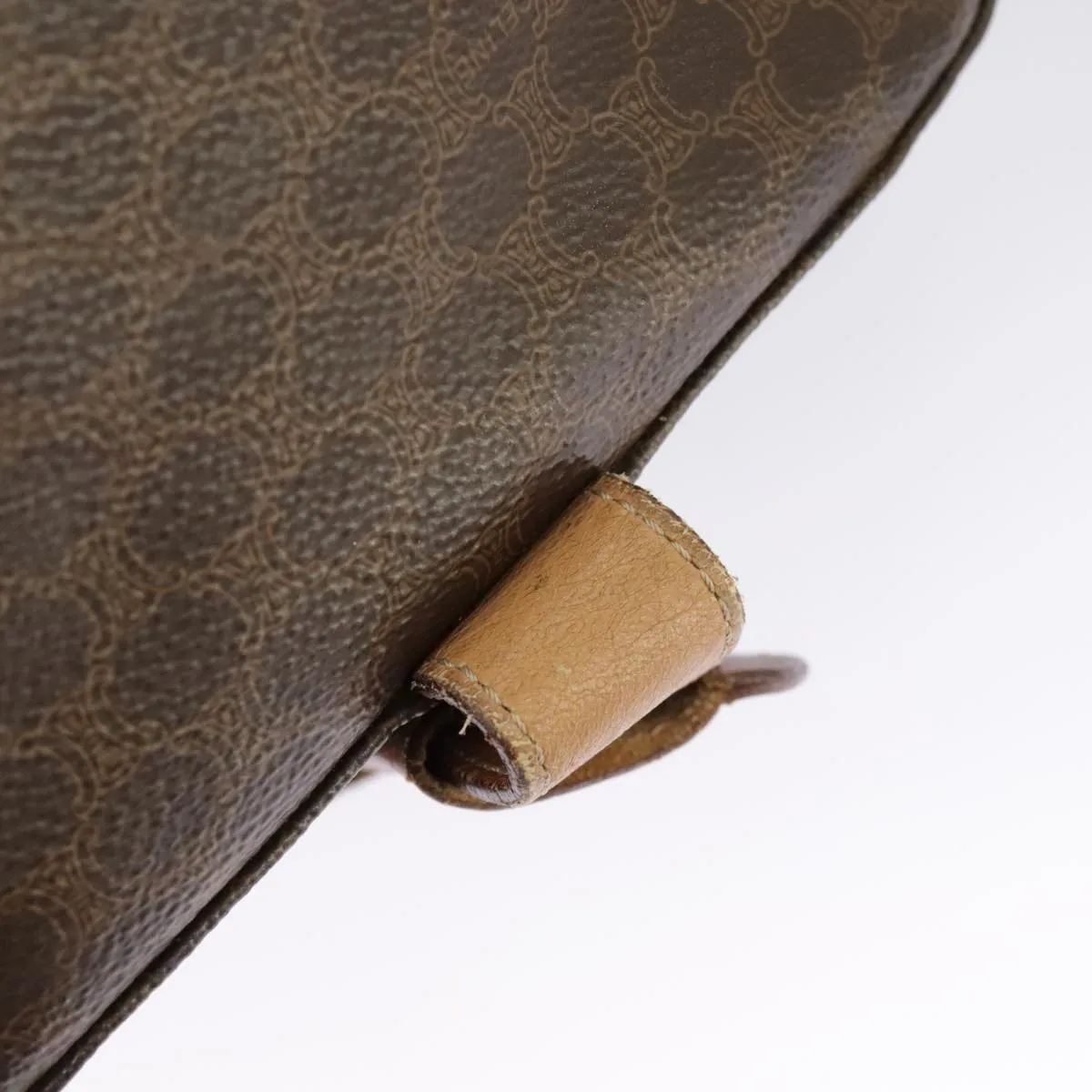 CELINE Macadam Canvas Shoulder Bag PVC Leather Brown Gold 96924