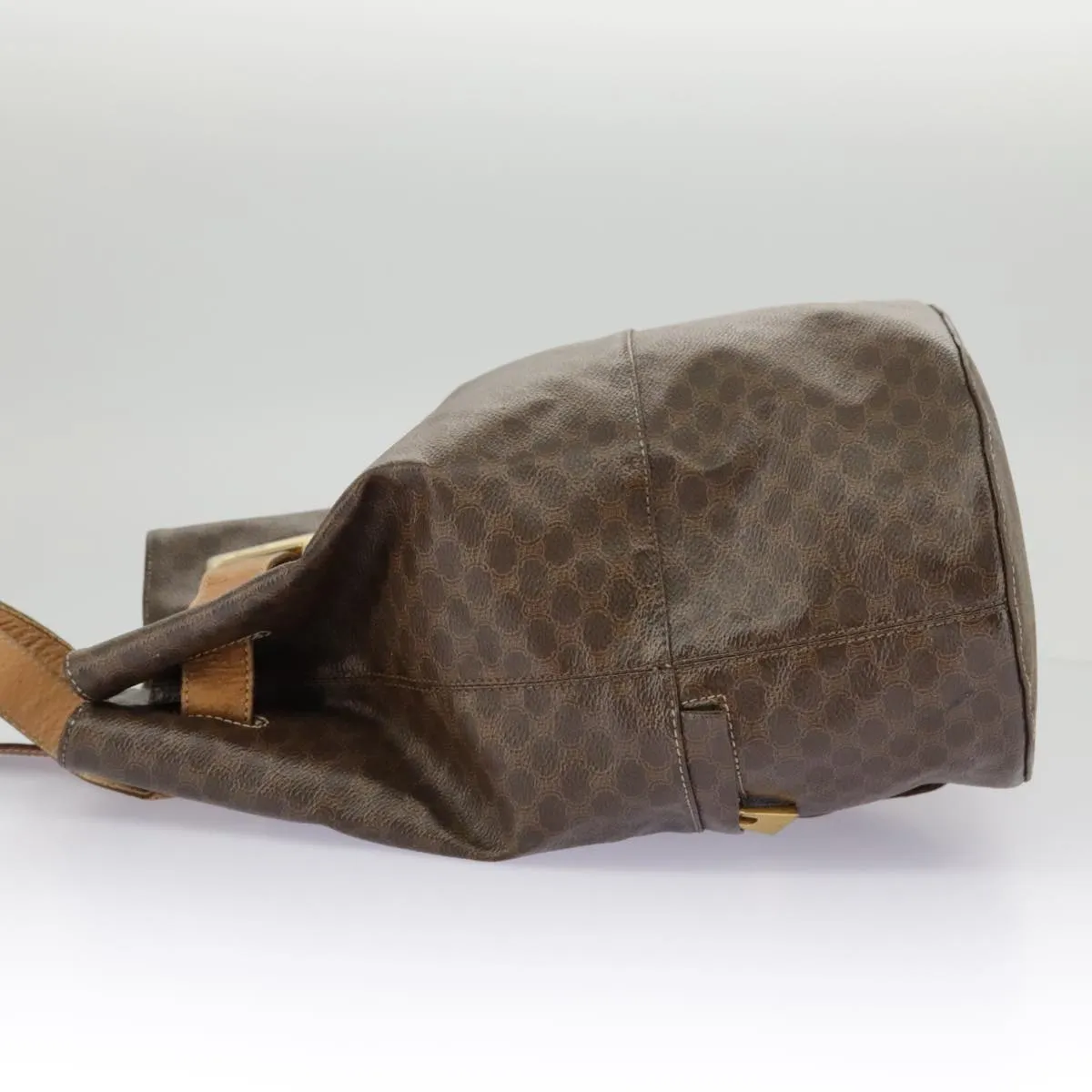 CELINE Macadam Canvas Shoulder Bag PVC Leather Brown Gold 96924