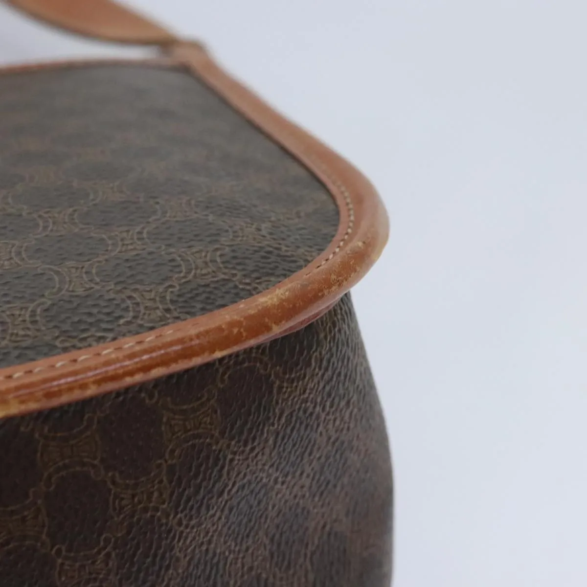 CELINE Macadam Canvas Shoulder Bag PVC Leather Brown Gold ep5894