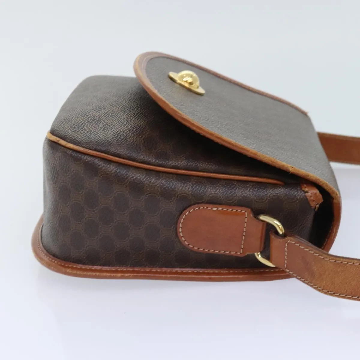 CELINE Macadam Canvas Shoulder Bag PVC Leather Brown Gold ep5894