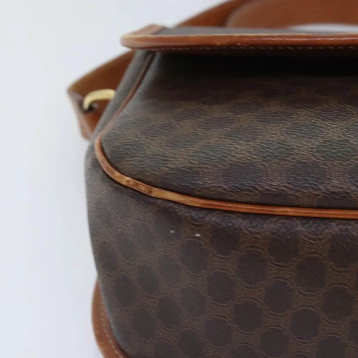 CELINE Macadam Canvas Shoulder Bag PVC Leather Brown Gold ep5894