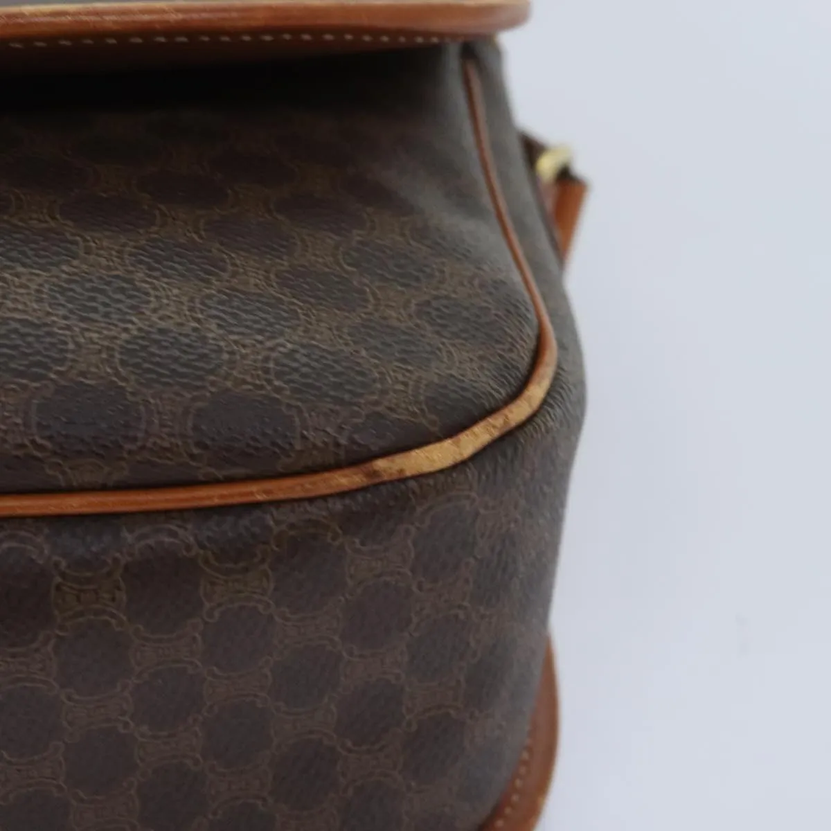 CELINE Macadam Canvas Shoulder Bag PVC Leather Brown Gold ep5894