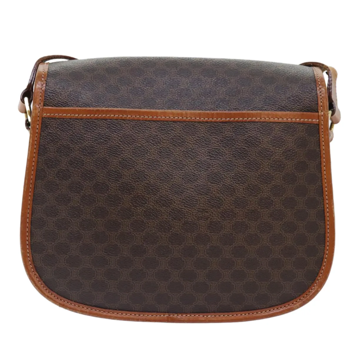 CELINE Macadam Canvas Shoulder Bag PVC Leather Brown Gold ep5894