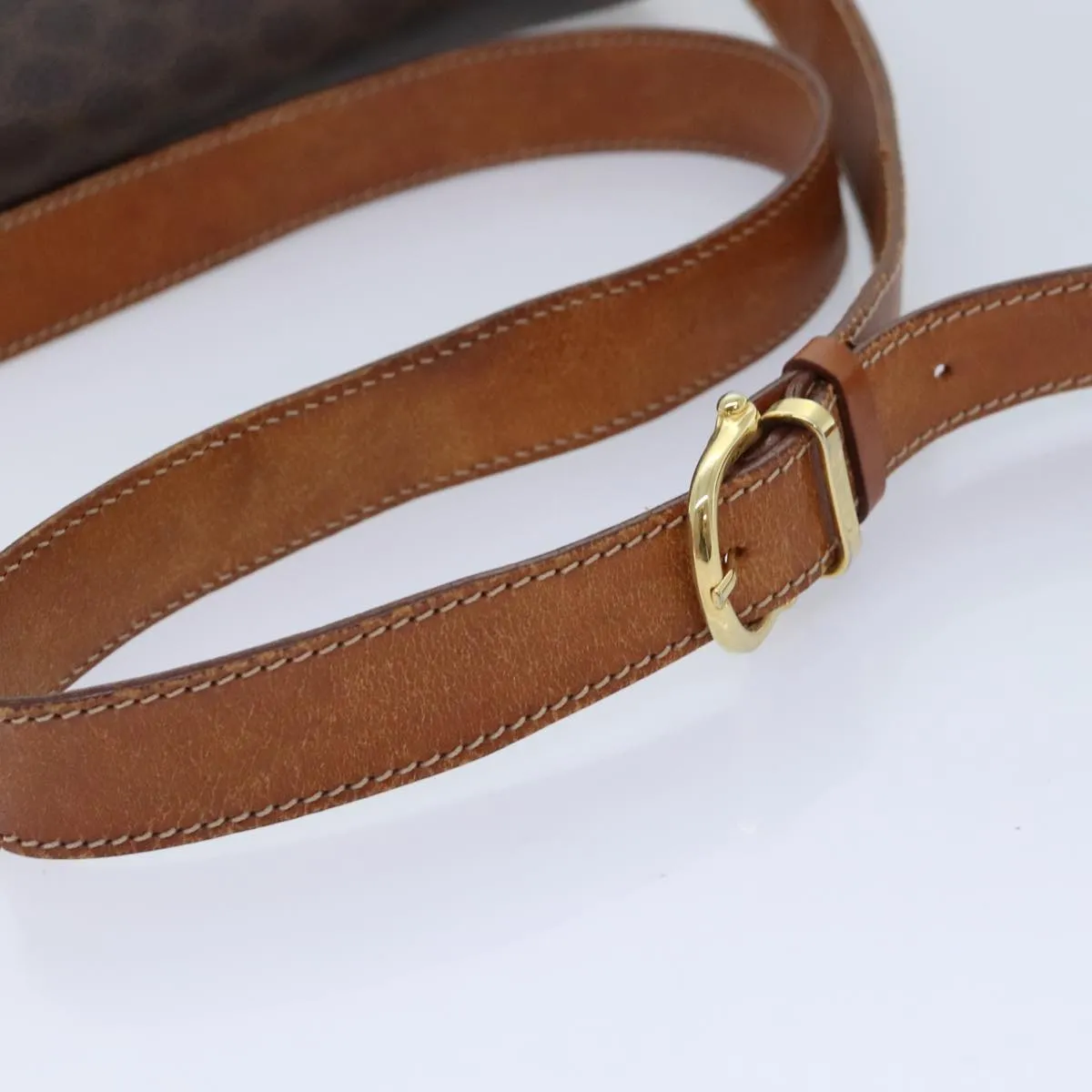 CELINE Macadam Canvas Shoulder Bag PVC Leather Brown Gold ep5894
