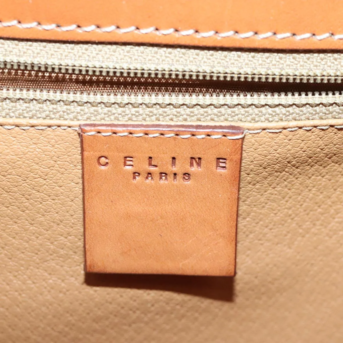 CELINE Macadam Canvas Shoulder Bag PVC Leather Brown Gold ep5894