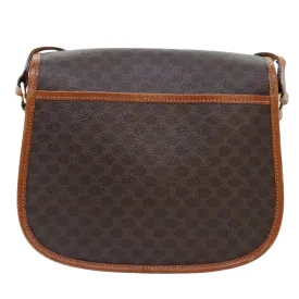 CELINE Macadam Canvas Shoulder Bag PVC Leather Brown Gold ep5894