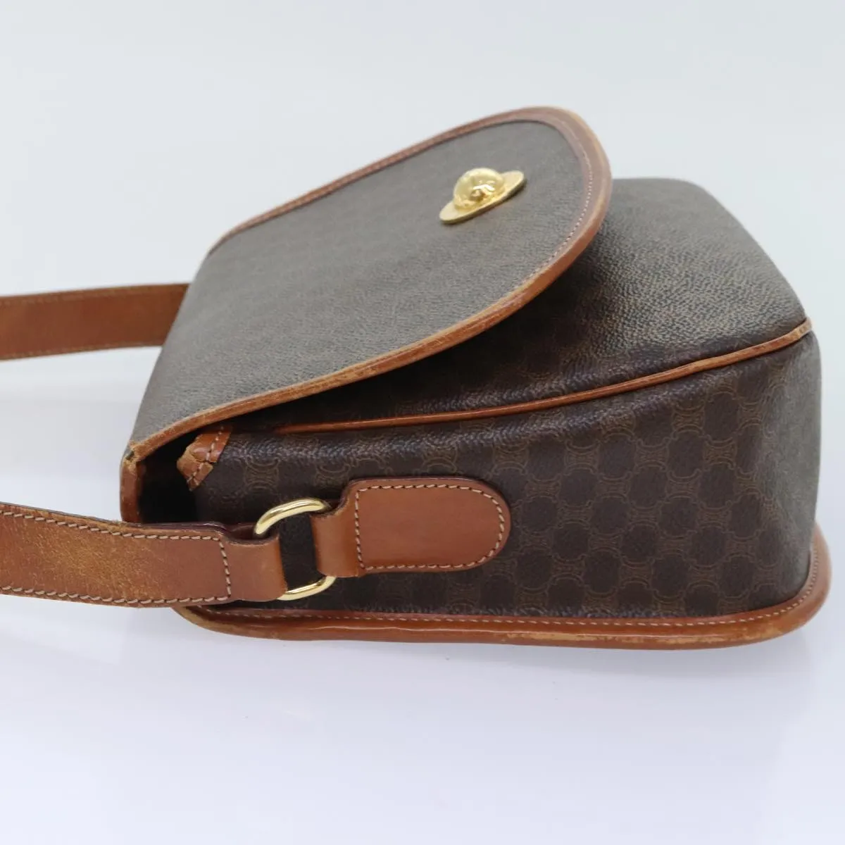 CELINE Macadam Canvas Shoulder Bag PVC Leather Brown Gold ep5894