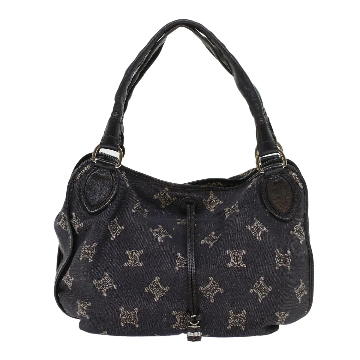 CELINE Paris Macadam Canvas Shoulder Bag Navy 45885