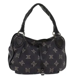 CELINE Paris Macadam Canvas Shoulder Bag Navy 45885