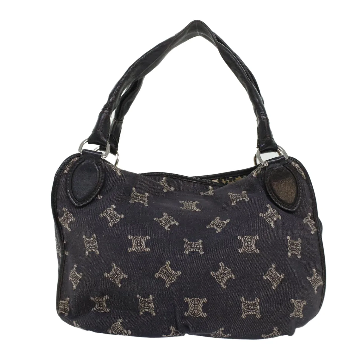 CELINE Paris Macadam Canvas Shoulder Bag Navy 45885