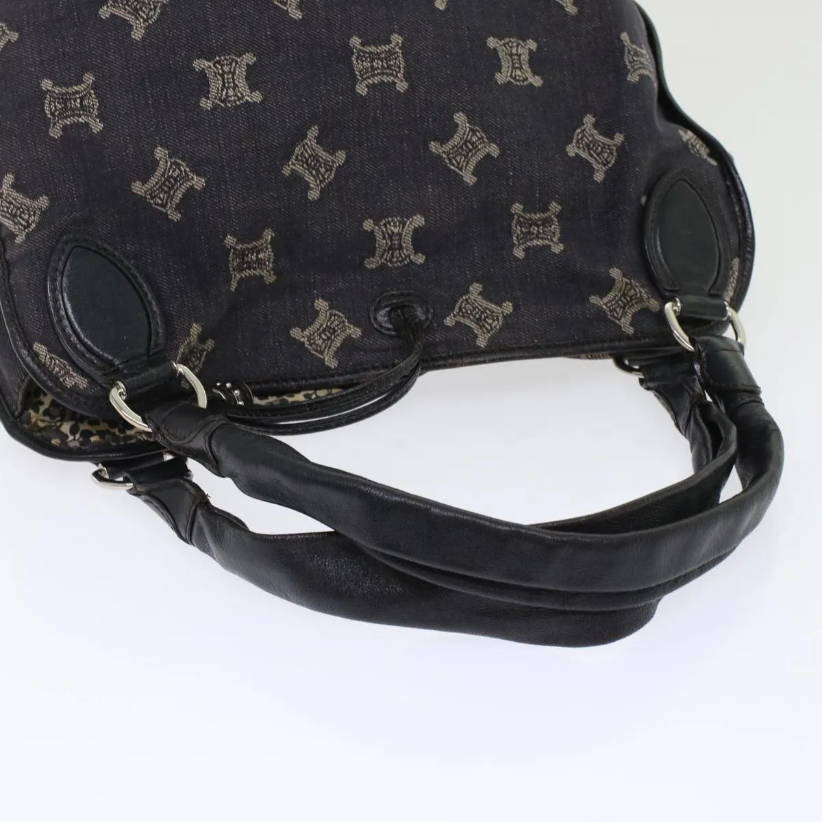 CELINE Paris Macadam Canvas Shoulder Bag Navy 45885