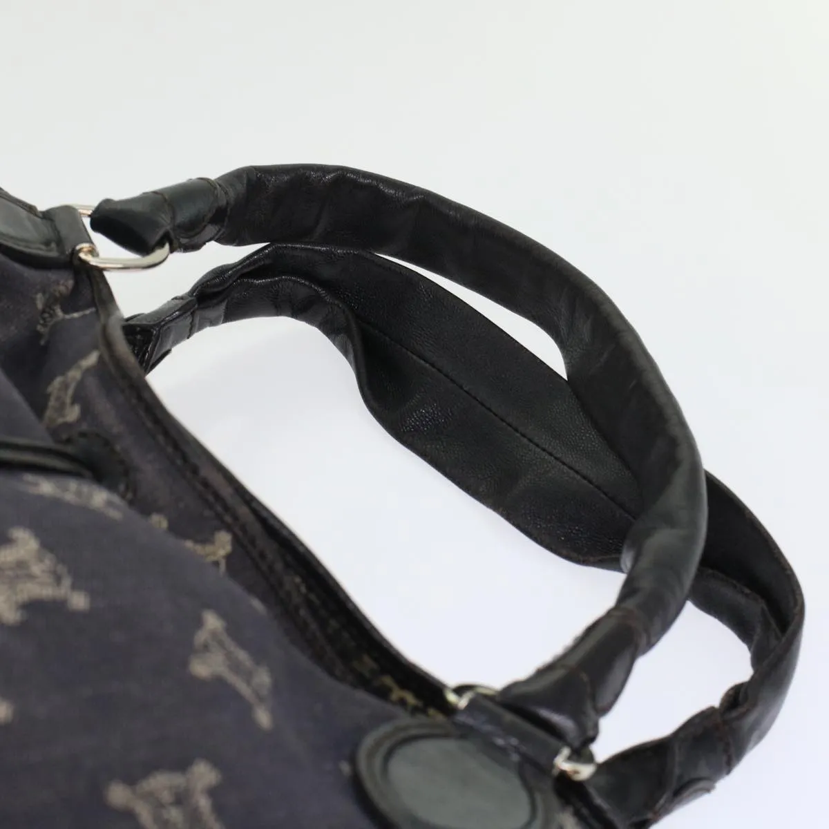 CELINE Paris Macadam Canvas Shoulder Bag Navy 45885