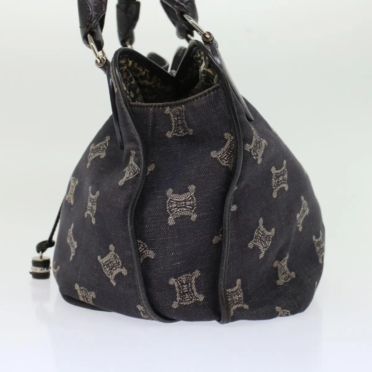 CELINE Paris Macadam Canvas Shoulder Bag Navy 45885