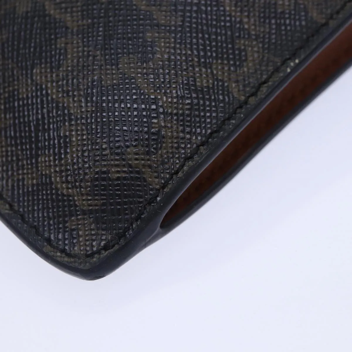 CELINE Phone case Macadam Canvas PVC Leather Black Brown ar12461