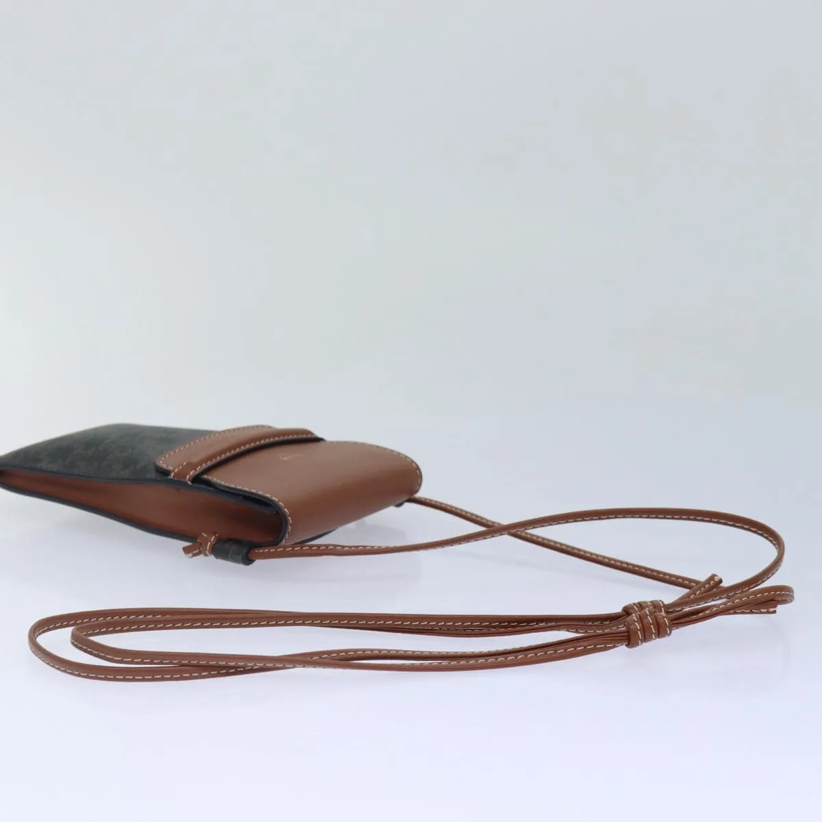 CELINE Phone case Macadam Canvas PVC Leather Black Brown ar12461