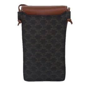 CELINE Phone case Macadam Canvas PVC Leather Black Brown ar12461
