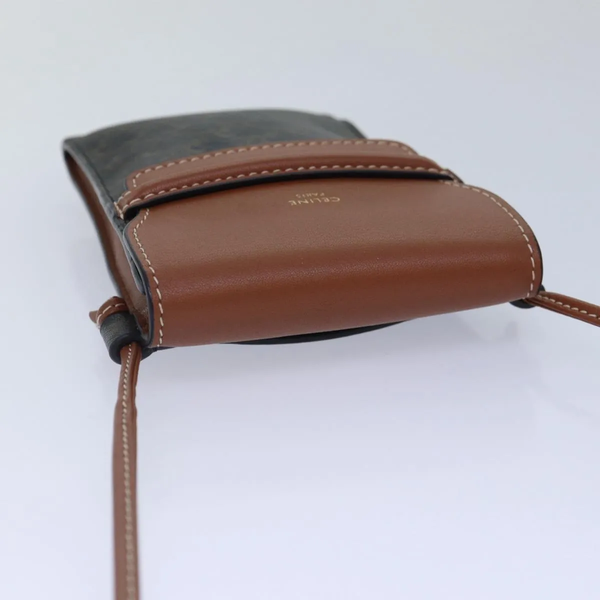 CELINE Phone case Macadam Canvas PVC Leather Black Brown ar12461