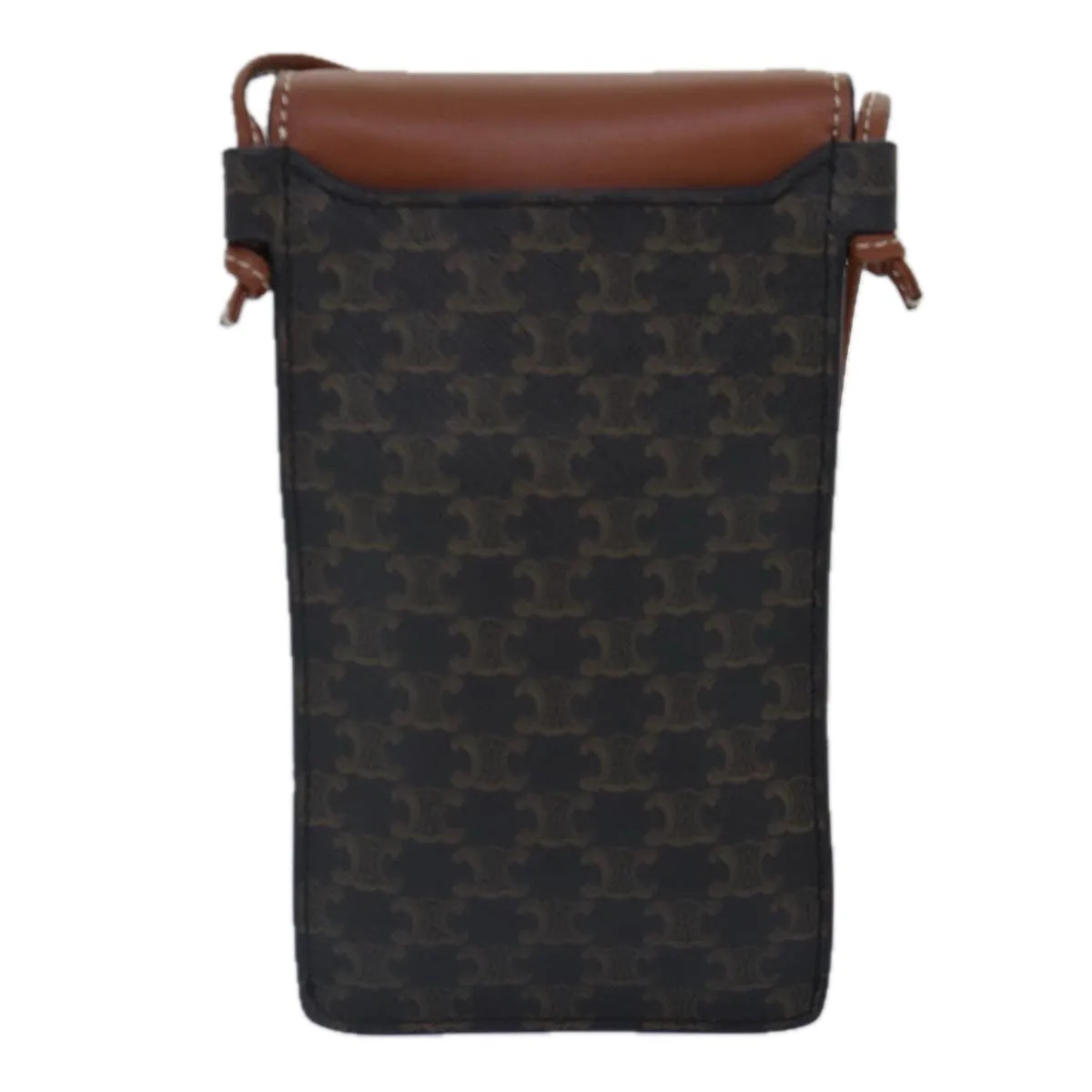 CELINE Phone case Macadam Canvas PVC Leather Black Brown ar12461