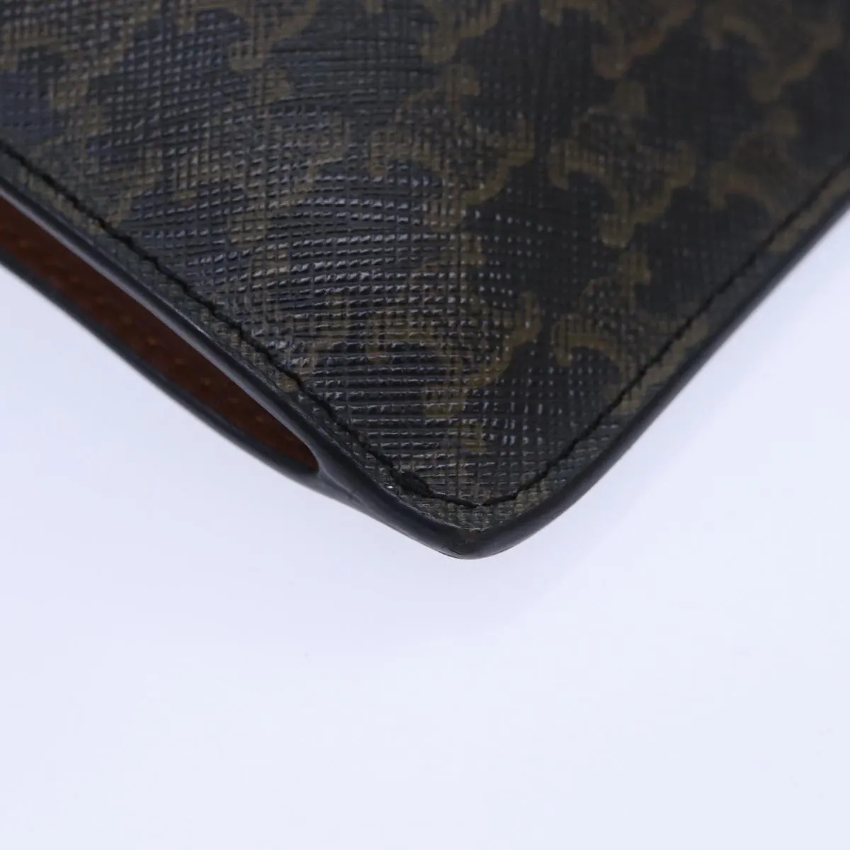 CELINE Phone case Macadam Canvas PVC Leather Black Brown ar12461