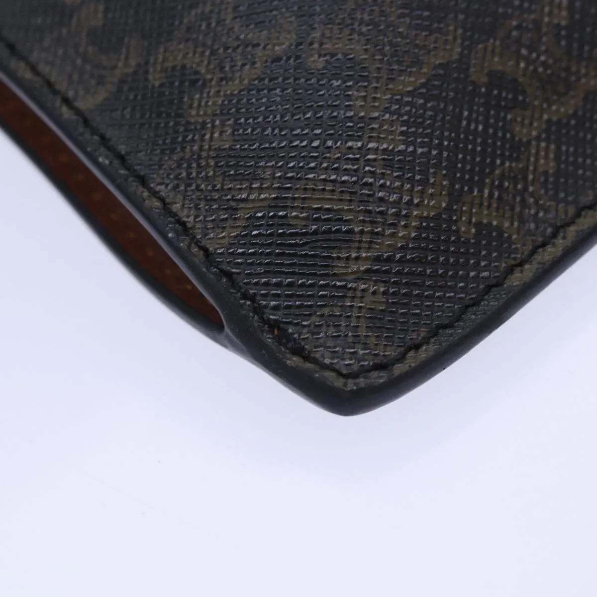 CELINE Phone case Macadam Canvas PVC Leather Black Brown ar12461