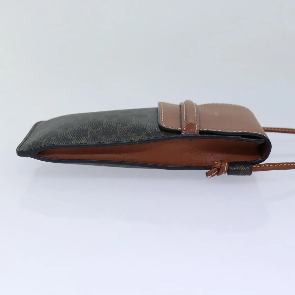 CELINE Phone case Macadam Canvas PVC Leather Black Brown ar12461