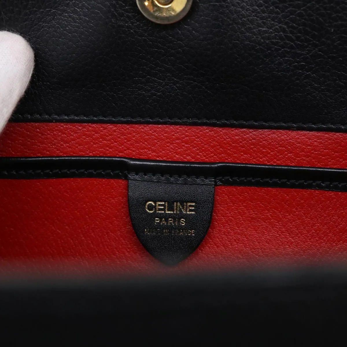 CELINE Shoulder Bag Leather Black fm2285
