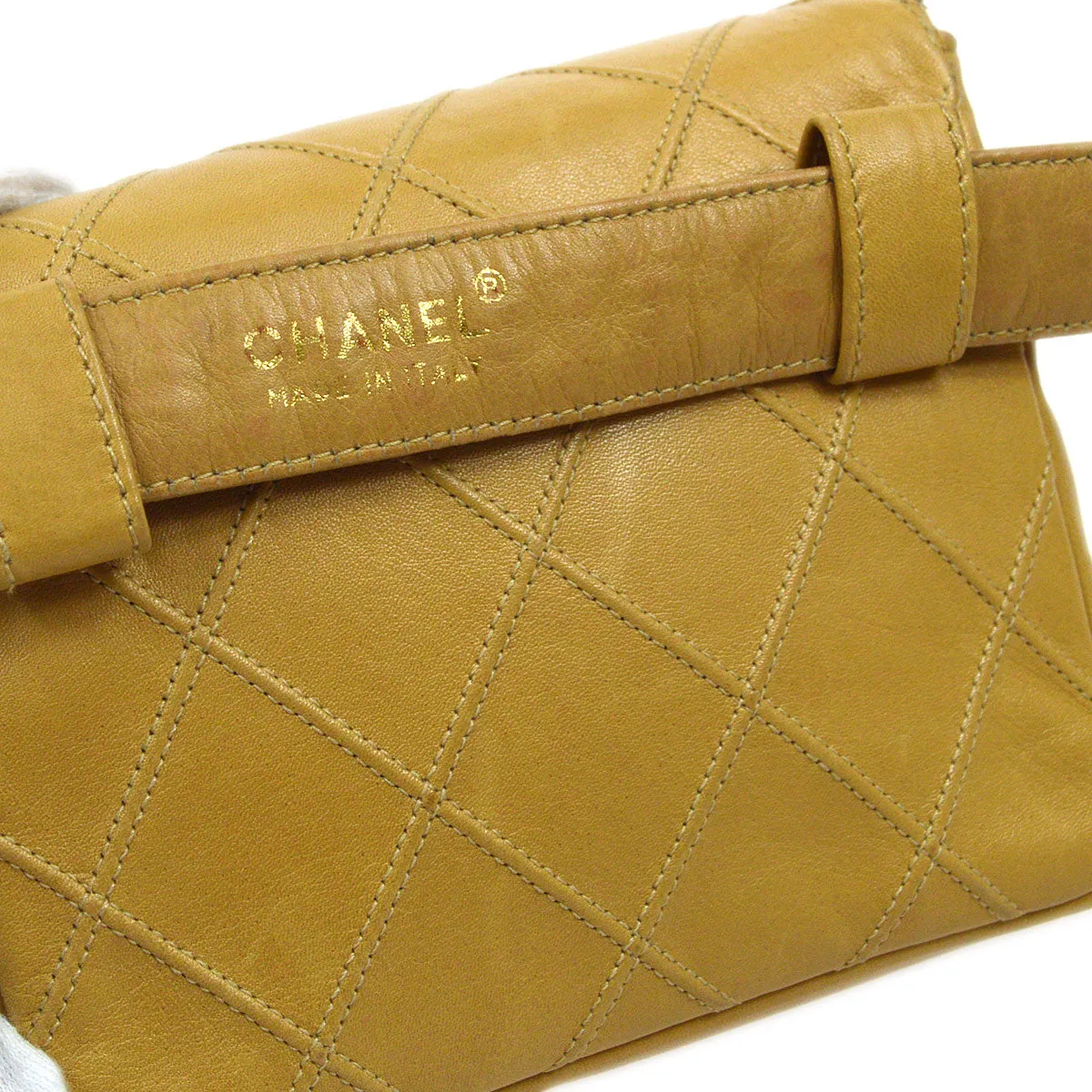 CHANEL 1980s Cosmoline Belt Bag Beige Lambskin #70