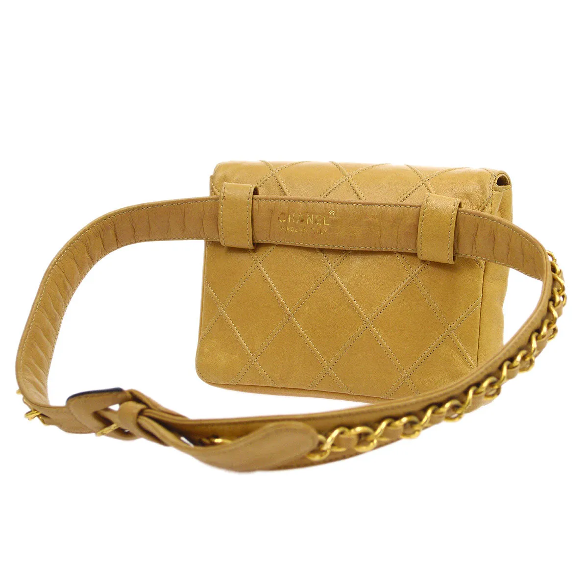 CHANEL 1980s Cosmoline Belt Bag Beige Lambskin #70