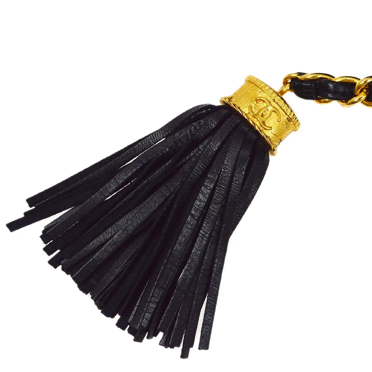 CHANEL 1986-1988 Fringe Hand Warmer Clutch Bag Black Velvet