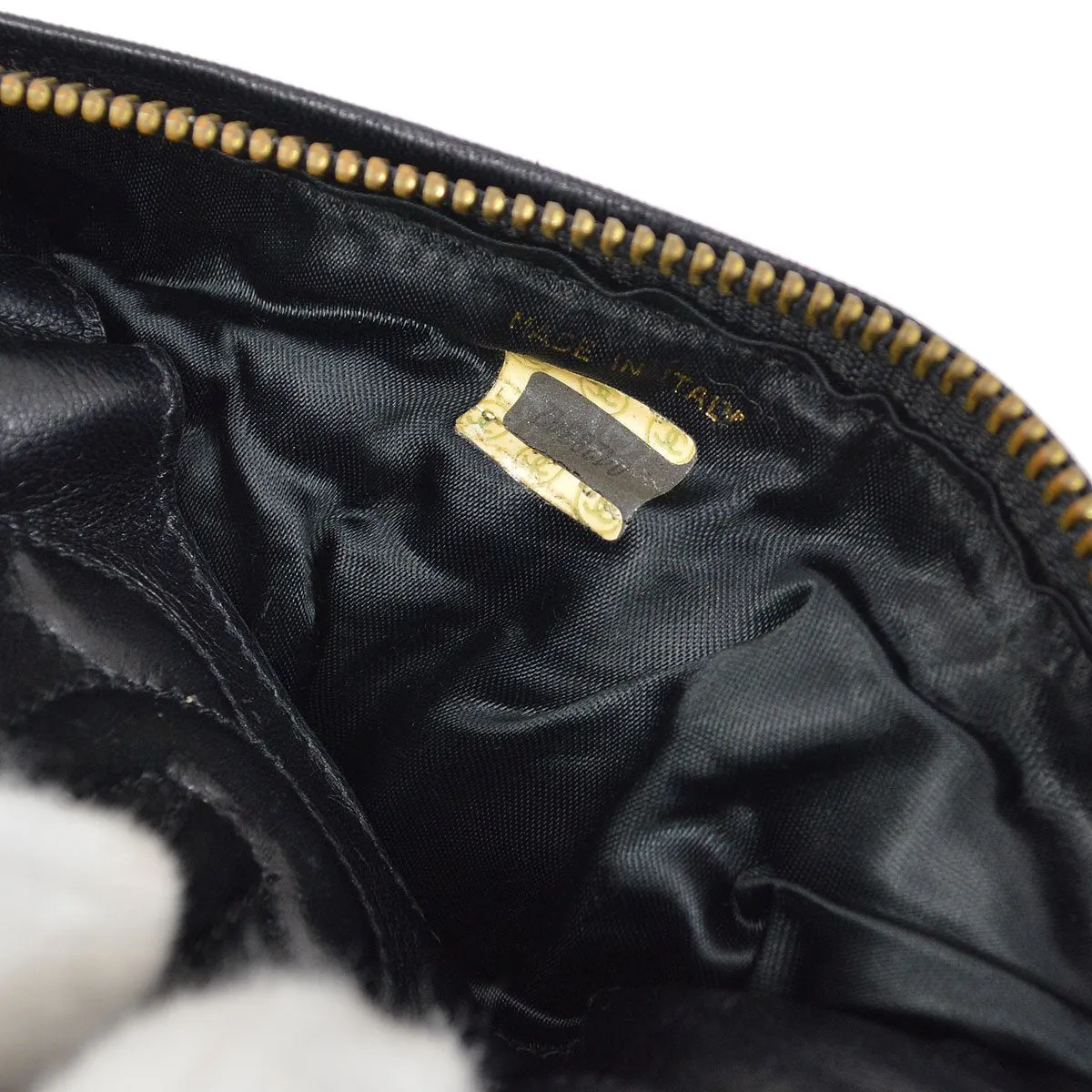 CHANEL 1986-1988 Fringe Hand Warmer Clutch Bag Black Velvet