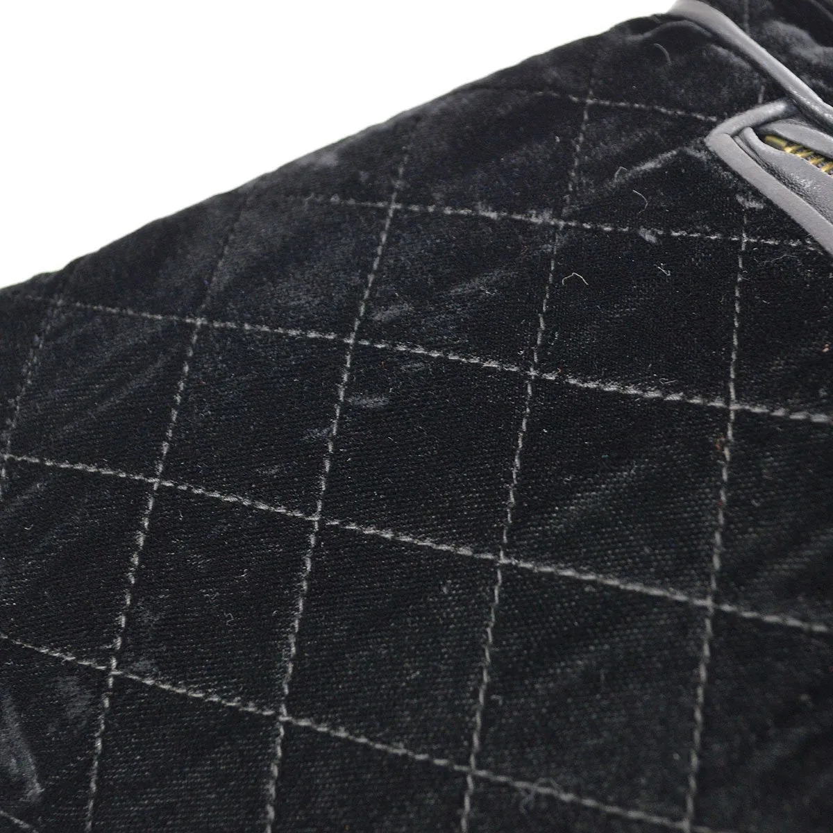 CHANEL 1986-1988 Fringe Hand Warmer Clutch Bag Black Velvet