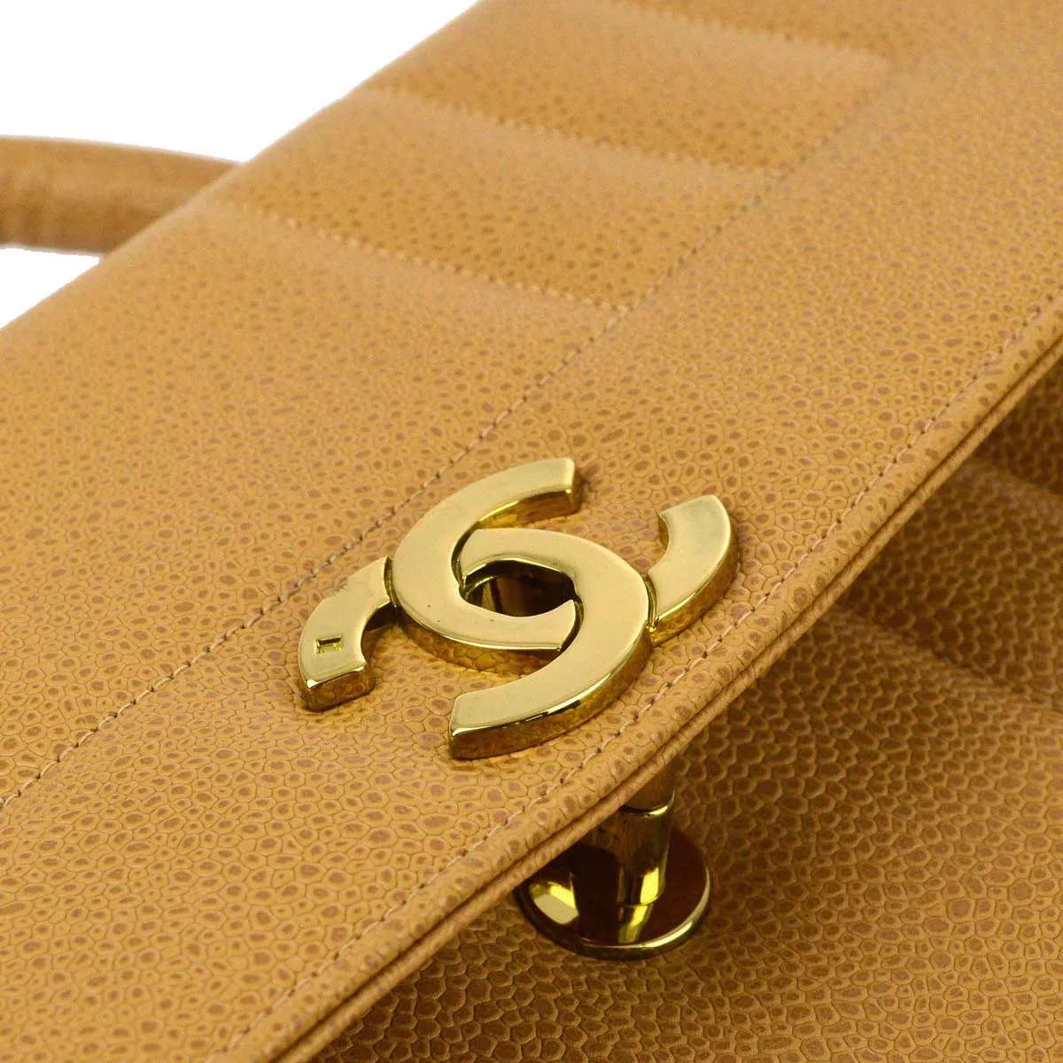 Chanel 1994-1996 Beige Caviar Mademoiselle Handbag