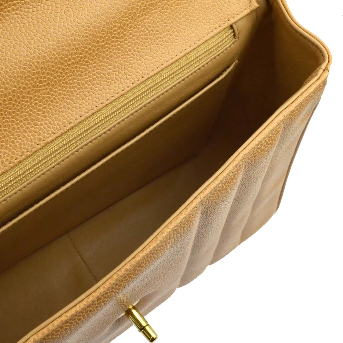 Chanel 1994-1996 Beige Caviar Mademoiselle Handbag